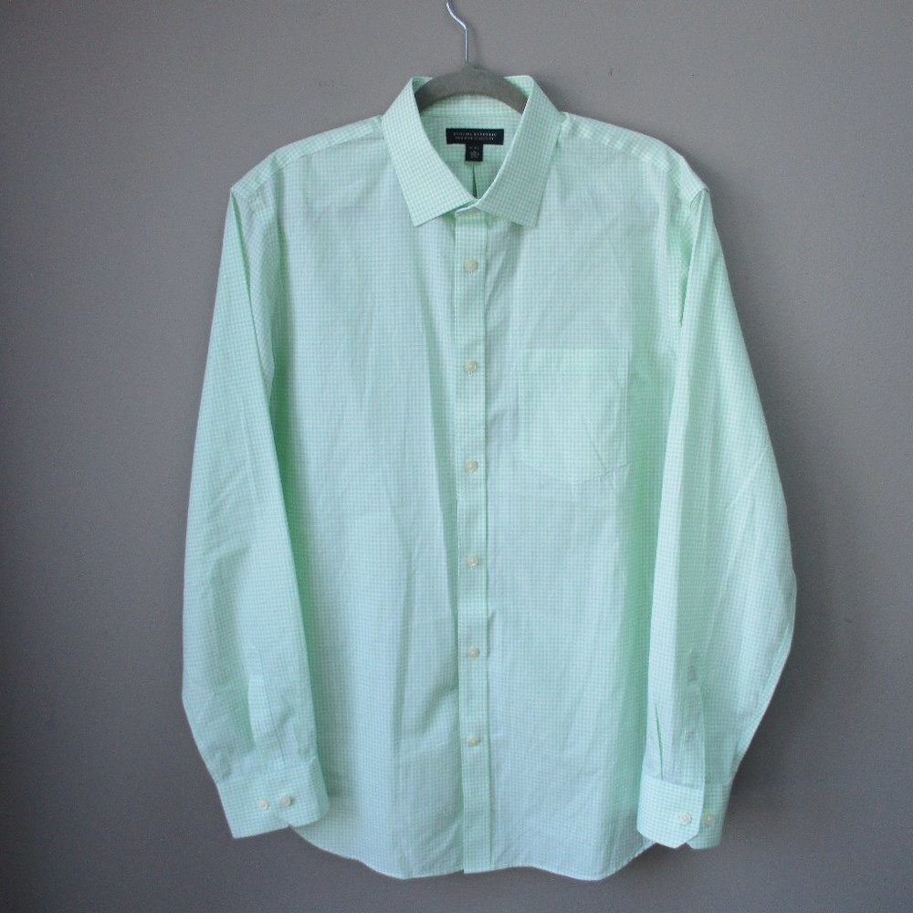 Mens Banana Republic Green Gingham Dress Shirt Standard Fit